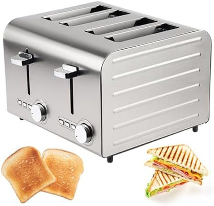 Smart Stainless Steel Toaster 🍞 | 2-6 Slice, Extra Wide Slots | Defrost & Reheat | Home & Commercial