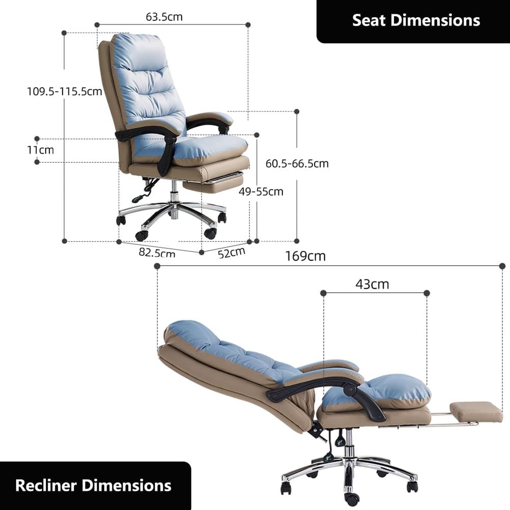 Executive Ergonomic High-Back Office Chair – Reclining, Adjustable, Retractable Footrest 🪑✨