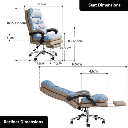 Executive Ergonomic High-Back Office Chair – Reclining, Adjustable, Retractable Footrest 🪑✨