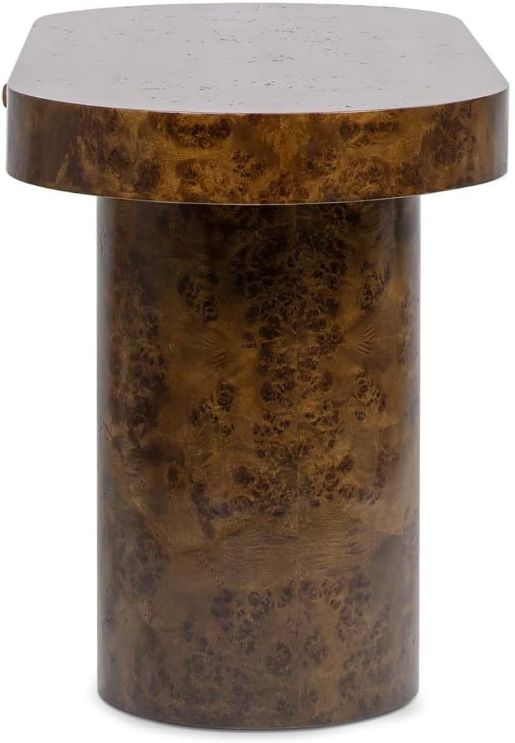 Elegant 55.5" Single Drawer Oval Computer Desk – Dark Brown Burl Wood, Minimalist Home Office Desk 🖥️✨