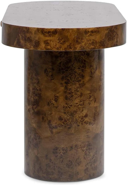 Elegant 55.5" Single Drawer Oval Computer Desk – Dark Brown Burl Wood, Minimalist Home Office Desk 🖥️✨