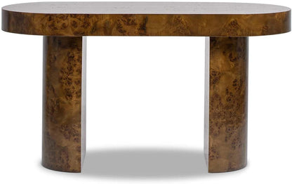 Elegant 55.5" Single Drawer Oval Computer Desk – Dark Brown Burl Wood, Minimalist Home Office Desk 🖥️✨
