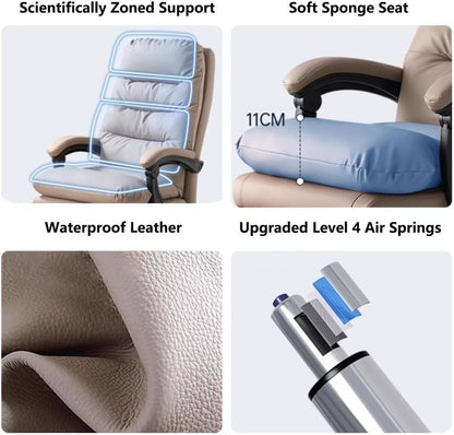 Executive Ergonomic High-Back Office Chair – Reclining, Adjustable, Retractable Footrest 🪑✨