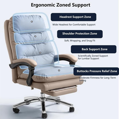 Executive Ergonomic High-Back Office Chair – Reclining, Adjustable, Retractable Footrest 🪑✨