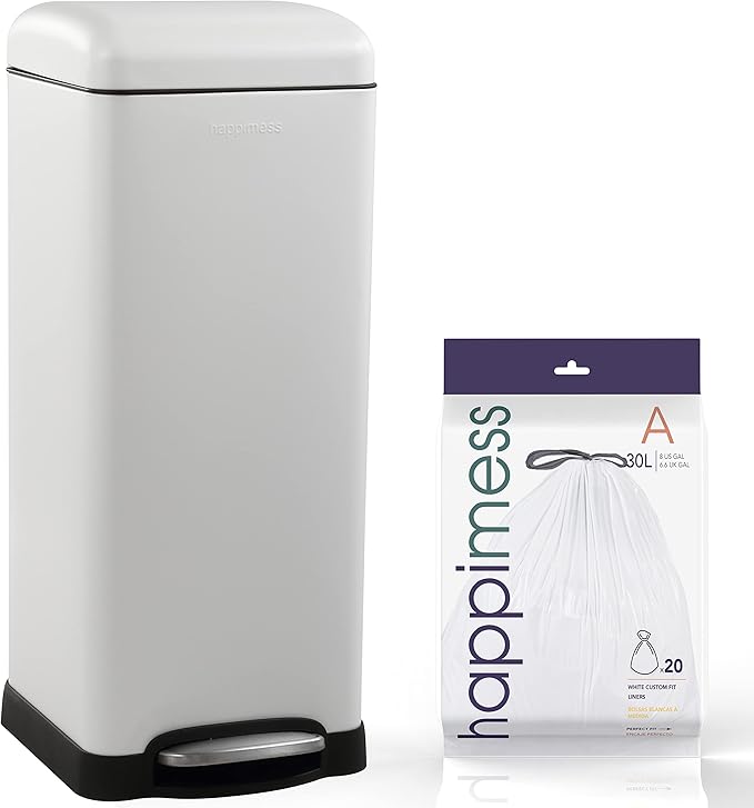 Retro 8-Gallon Step Trash Can 🗑️ | Fingerprint Resistant, Modern Minimalist Design for Home & Office 🌸