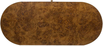Elegant 55.5" Single Drawer Oval Computer Desk – Dark Brown Burl Wood, Minimalist Home Office Desk 🖥️✨