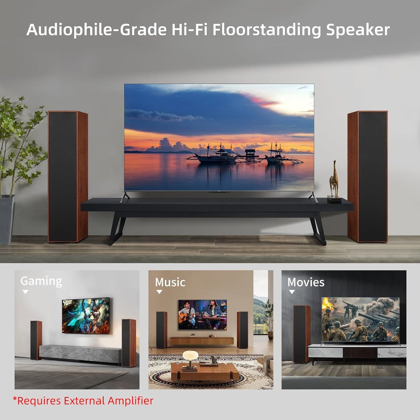 Floorstanding Passive Speakers 🎵 | High-Fidelity Sound for Home & Entertainment 🎶 Sleek Modern Design