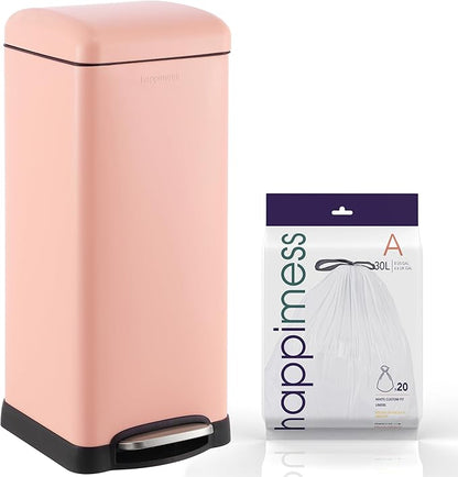 Retro 8-Gallon Step Trash Can 🗑️ | Fingerprint Resistant, Modern Minimalist Design for Home & Office 🌸