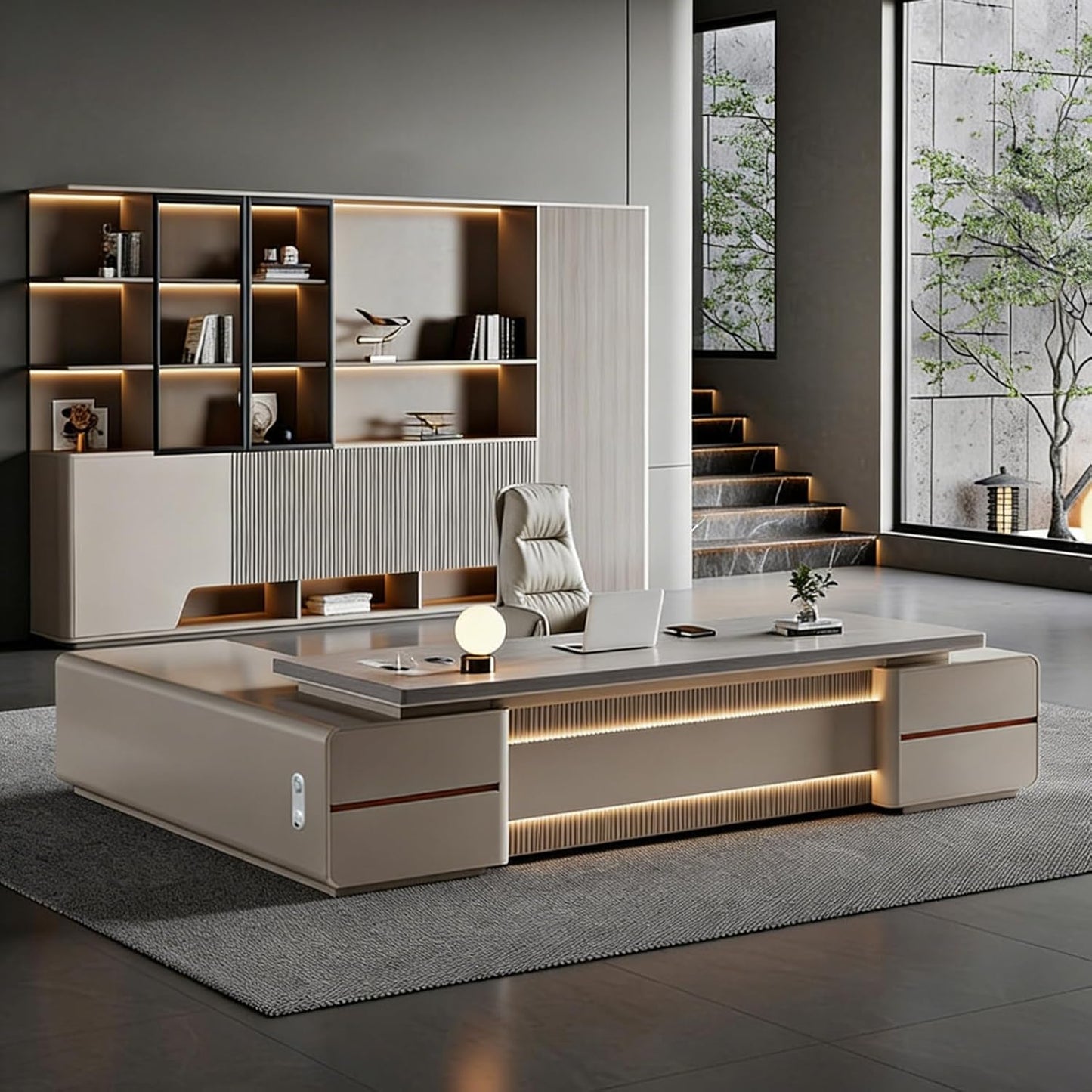 Executive Combination Cabinet & Desktop Workstation – Home Office Organization Made Easy 🖥️✨
