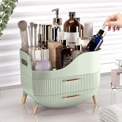 Deluxe Skincare & Makeup Organizer 🪞✨ Clear Multi-Compartment Countertop Storage – Perfect for Cosmetics, Jewelry & Home Essentials
