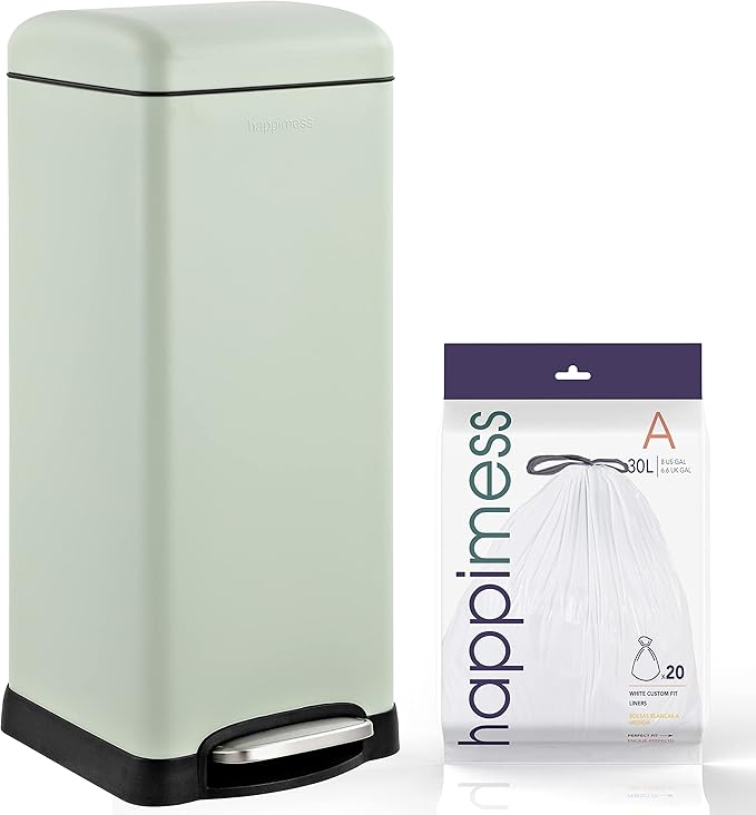 Retro 8-Gallon Step Trash Can 🗑️ | Fingerprint Resistant, Modern Minimalist Design for Home & Office 🌸
