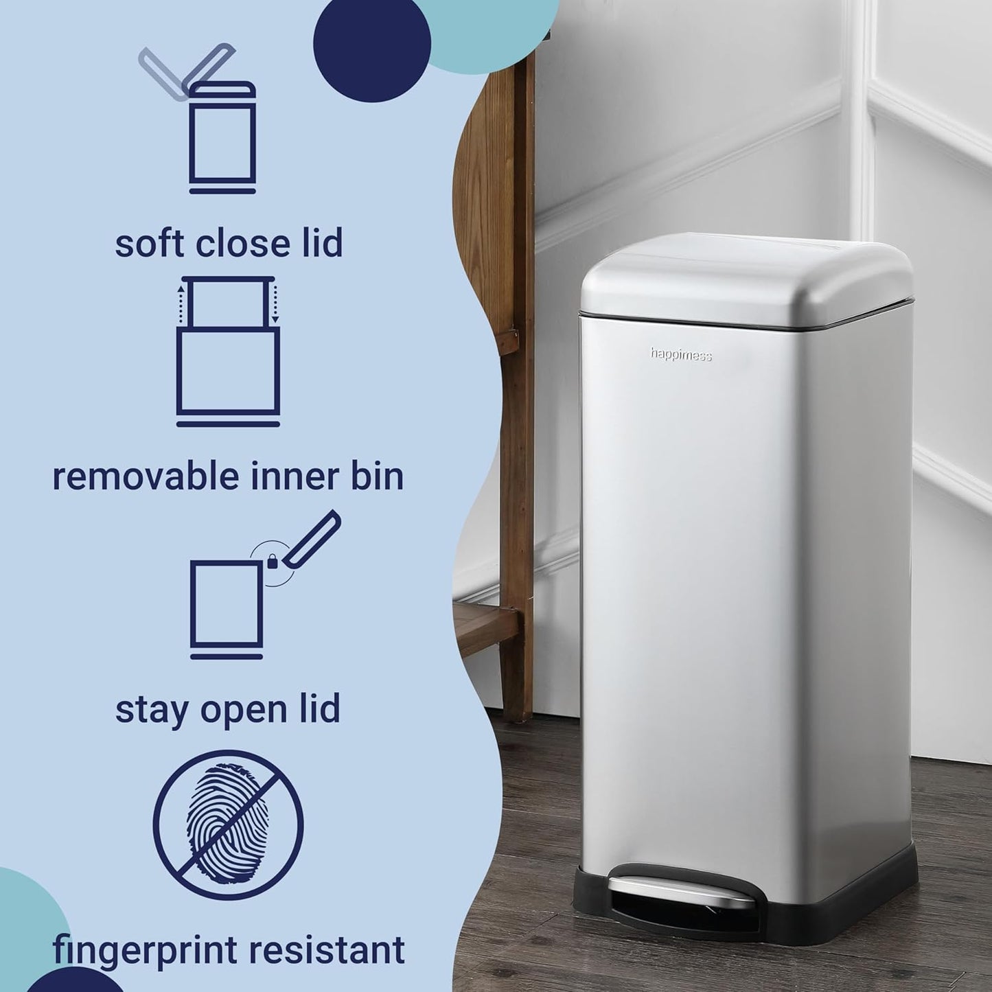 Retro 8-Gallon Step Trash Can 🗑️ | Fingerprint Resistant, Modern Minimalist Design for Home & Office 🌸