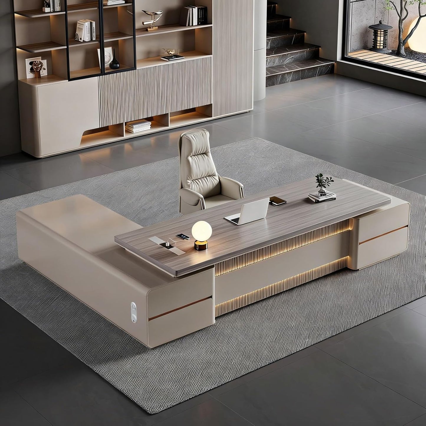 Executive Combination Cabinet & Desktop Workstation – Home Office Organization Made Easy 🖥️✨